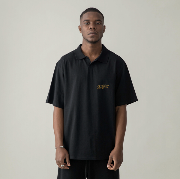 steadYYoung 240GSM Oversized Polo Shirt STDY Gold