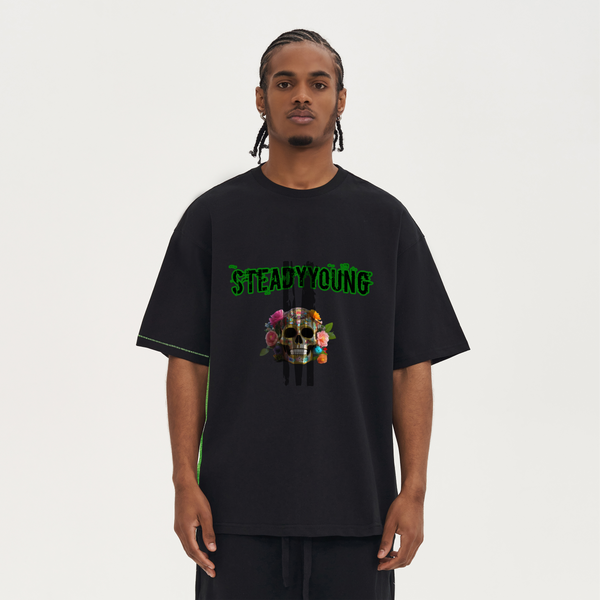 steadYYoung 280GSM Boxy Neon Side Seam Tee Skul
