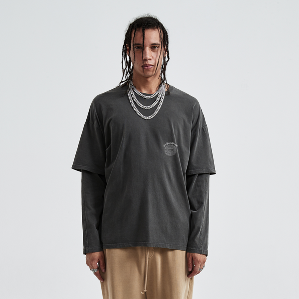 steadYYoung 230GSM Faux-layered Faded Long Sleeve STDY