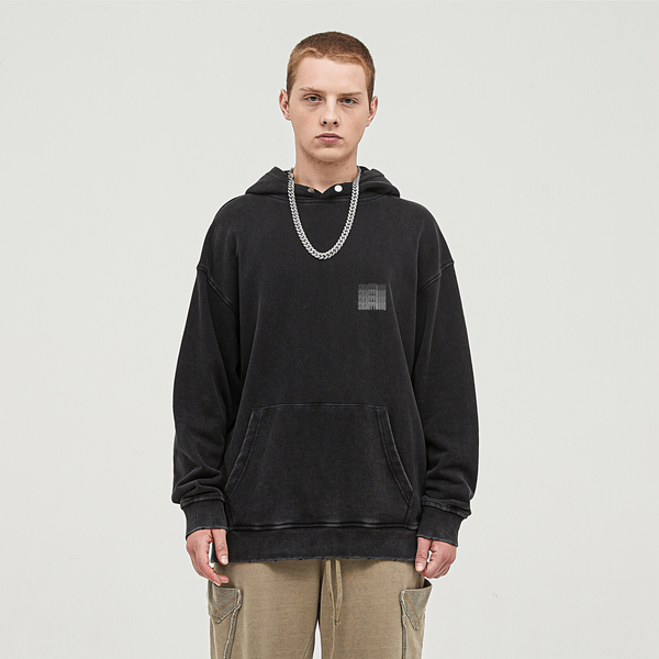 steadYYoung 380GSM Snow Wash Snap Collar Hoodie