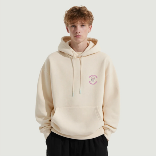 steadYYoung 380GSM Fleece-lined Drawstring Hoodie Skull Emoji