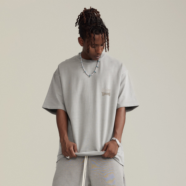 steadYYoung 260GSM Faded Raw Hem Tee Skull