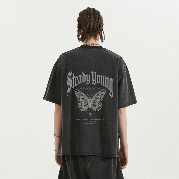 steadYYoung 260GSM Faded Raw Hem Tee STDY