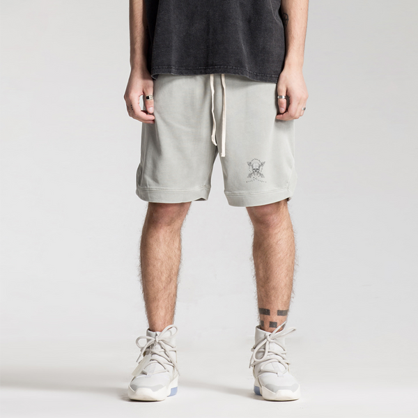 steadYYoung 360GSM Clipped Corner Washed Sweat Shorts Skull