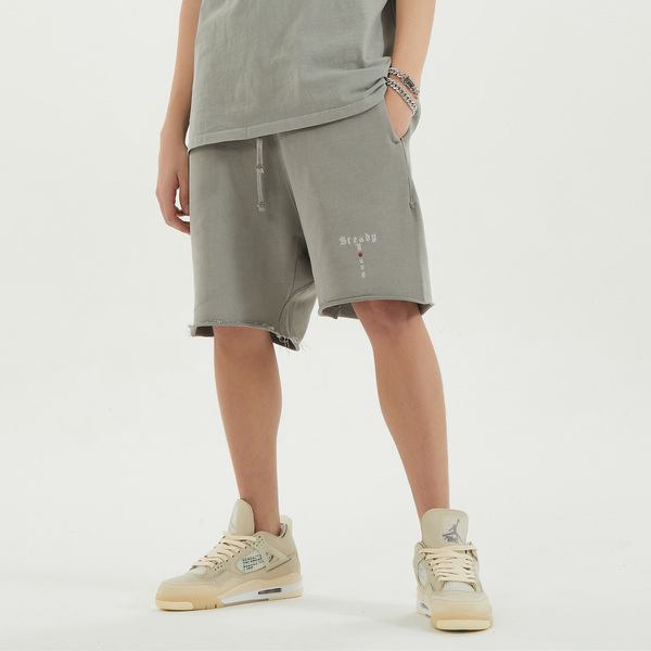 steadYYoung 350GSM Raw Hem Washed Sweat Shorts STDY